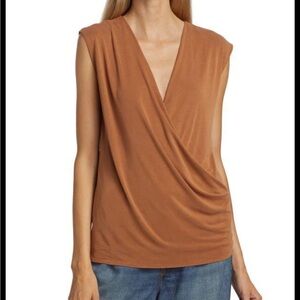 Rag & Bone Christy Drape Top in Brown Small